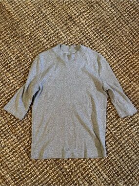 Maison Martin Margiela MM6 Light Grey Ribbed Mock Neck Top